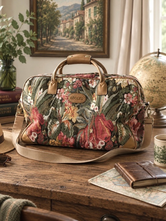 Adolfo Handbags - Vintage Adolfo Floral Tapestry Travel Duffel Bag